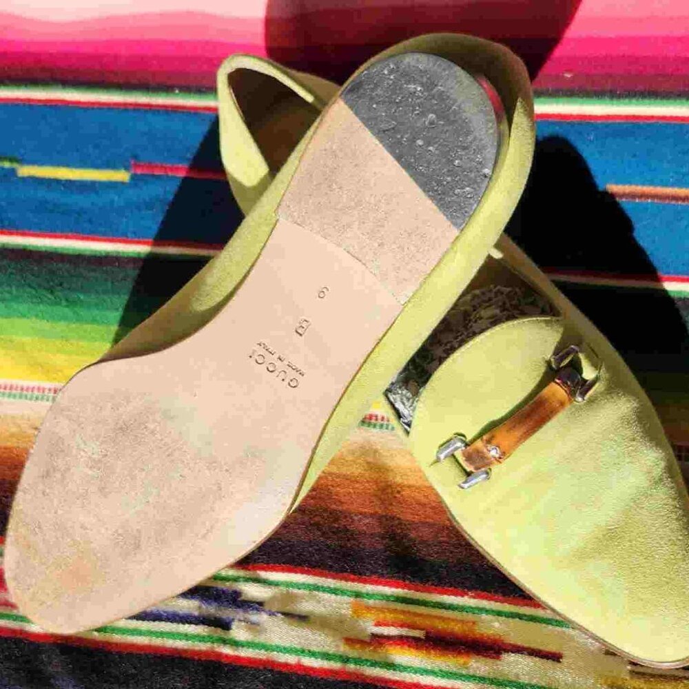 Gucci Womens Loafers Bambo size 9 1990's Suede Leather - Picture 2 of 6